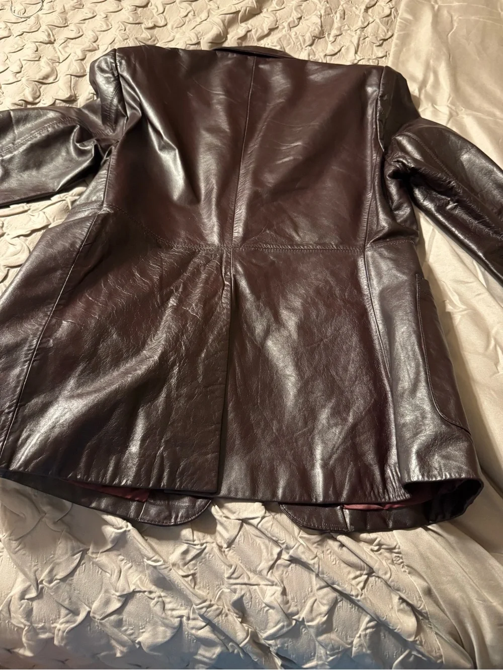 Vintage Andhurst Men's Brown Leather Blazer Jacket Lined Button Closure Size 42